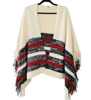 Charlotte Russe Womens Bohemian Knit Poncho Sweater with Fringe Size S/M