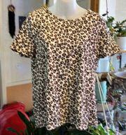 WHITE Stag Leopard Print Short Sleeve Tee Size XL