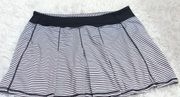 Striped Pleated Athletic Skort Skirt Black White Large