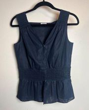 Akris Punto Dark Navy Sleeveless Cotton Peplum Top Sz. 6