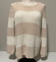 Wooden Ships pink/white loose weave sweater Sz S/M