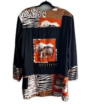 Vintage Anthony Mark Safari Blazer Shirt Elephant Art To Wear 90s - XL