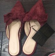 Forever21 NWT faux suede bow mules slipper 5.5