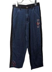 Vintage 90's Mickey & Co Jeans High Waist Tapered Leg Velvet Side Embroiderey