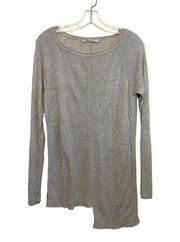 T Alexander Wang Long Sleeve Asymmetrical Sweater Women Size Medium Gray Light