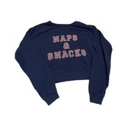 Naps And Snacks Blue Cropped Sweatshirt