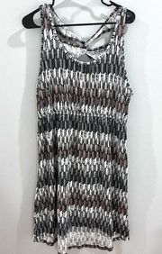 Sonoma mocha gray and white twist back dress size XL