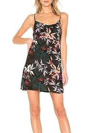 OBEY CALYX FLORAL PRINT BLACK SPAGHETTI STRAP DRESS