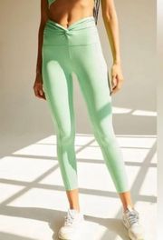 Free People Movement Green Breathe Deeper Twist Tie Front Ankle Crop Leggings L