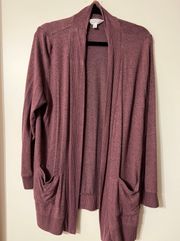 Heather Brushed Knit Two Pocket Cardigan