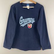 Disney Vintage Y2K Navy Blue Grumpy Genuine Attitude Crewneck Fleece Pullover