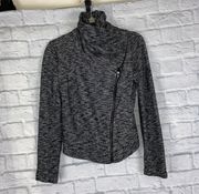 Longsleeve cowl neck angle zip jacket B&W sz XS women