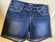 Silver Jeans, size 16, dark wash denim shorts. Cute and comfortable.