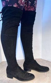 Unisa Women Shoes 9.5M Black Unkeilly Over the Knee Boots Faux Suede Fabric