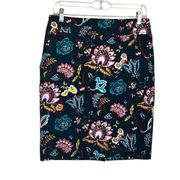 Loft by Ann Taylor Pencil Skirt Dark Hunter Green w/Floral Design Size 6