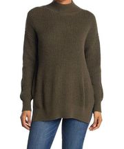 Cozy Mock Neck Dolman Tunic Sweater In Olive S