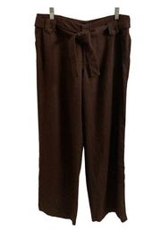 London Jean Chino 100% Linen Pants Chocolate Brown - Size 12