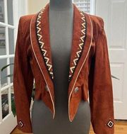 Vintage NWT North American Frontier Western Conch Bead Embellished Crop Jacket