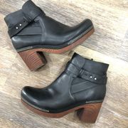 Korks 9 Wedge Leather Platform Black Boots Ankle Booties Kork Ease Brown