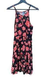 Xhilaration medium red and black floral dress, NWT