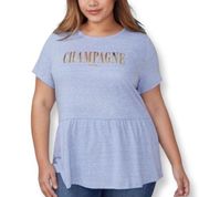 Lane Bryant Light Blue Champagne All Day Short Sleeve Peplum Top