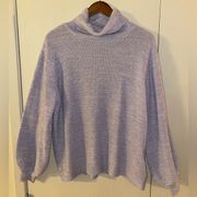 Zenana Turtleneck Sweater with Oversized Long Sleeves in Oatmeal - size large