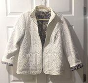 Chico”s white quilted jacket size 1