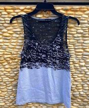 All Sainta Bronte Kique Vest Black & Gray Semi Sheer Ombre Tank Top. Size 8.