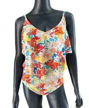 Ellen Tracy One Piece Swimsuit Sz 8 Floral Ruffled NWT MSRP  $98