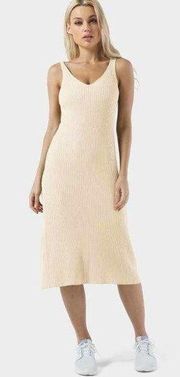 Halara Everyday Split Hem Midi Strap Chill Dress-Admire Size Medium Light Beige