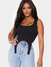 Prettylittlething Shape Black Crepe Curved Hem Corset Crop Top nwt size 8