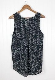 Lush Tank Top Women's Size L Black White V-neck Sleeveless Gathered High Low