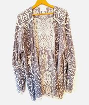 Hinge Open Draping Soft Cardigan Velvet Damask Ruching Medium