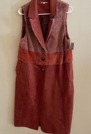 NWT  Red Suede Long Vest