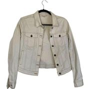 GARNET HILL Ecru Off White Denim Jean Jacket Size 2