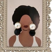 Black Bead & Pearl Earrings