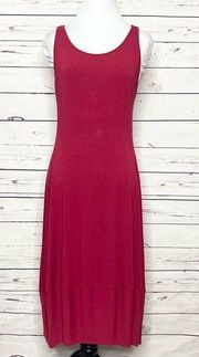 Eileen Fisher Red Sleeveless Scoop Neck Midi Tank Dress Size Small