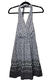 Athleta Women's 0 Printed Go Anywhere Dress Gray Halter Geometric Polyester