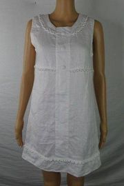 See by Chloe White Sleeveless Linen Flax Dress Nautical A Line Size 4 Loops Zip