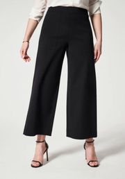 - On-The-Go Wide-Leg Cotton Pants Black Business Career Work