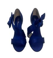 Unbranded Blue Satin Stiletto Heels Open Toe Bowknot Ankle Strap Wedding Prom