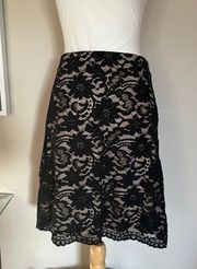 Black Floral Double Layered Mini Skirt Size Large