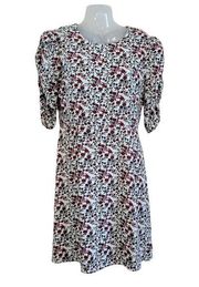 A Loves A Microfloral Rose Print Short Sleeve Knee Length Dress Size Medium