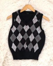 Black Argyle Peyton Sweater Vest