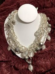 White House | Black Market multi-strand silver tone beaded collar necklace