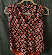 KARRI blue: Coral/Blue mermaid scale, sleeveless, button down tank top- size M