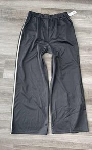 BP Womens Black Wide Leg Track Pants Size L NWT Side Stripe pockets B4