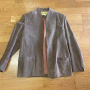 Vintage Carla Suede Leather Neutral Camel Brown Western Minimalist Blazer