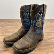 Durango FFA Lady Rebel Cowboy Boots Womens 11M Blue Embroidery Brown Leather 10"