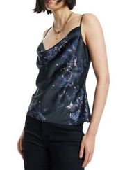 All Saints Hadley Diana Cowl-Neck Satin Cami Top, Black Multi 8